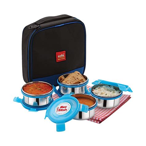 cello max fresh supremo stainless steel lunch box set|Cello Max Fresh Supremo Stainless Steel Lunch Box Set, 300ml .